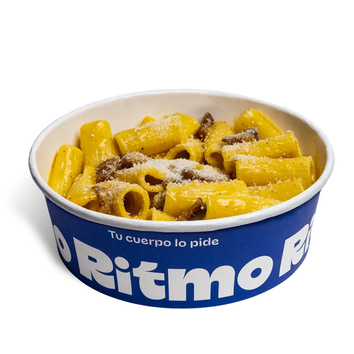 Rigatoni Carbonara — pasta fresca Ritmo Barcelona
