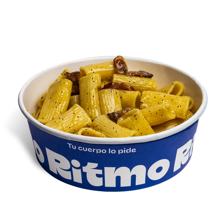 Rigatoni Carbonara Trufada — pasta italiana Ritmo Barcelona